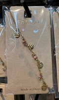 Pink Bead Striped Heart Bracelet - D-bracelets-0044