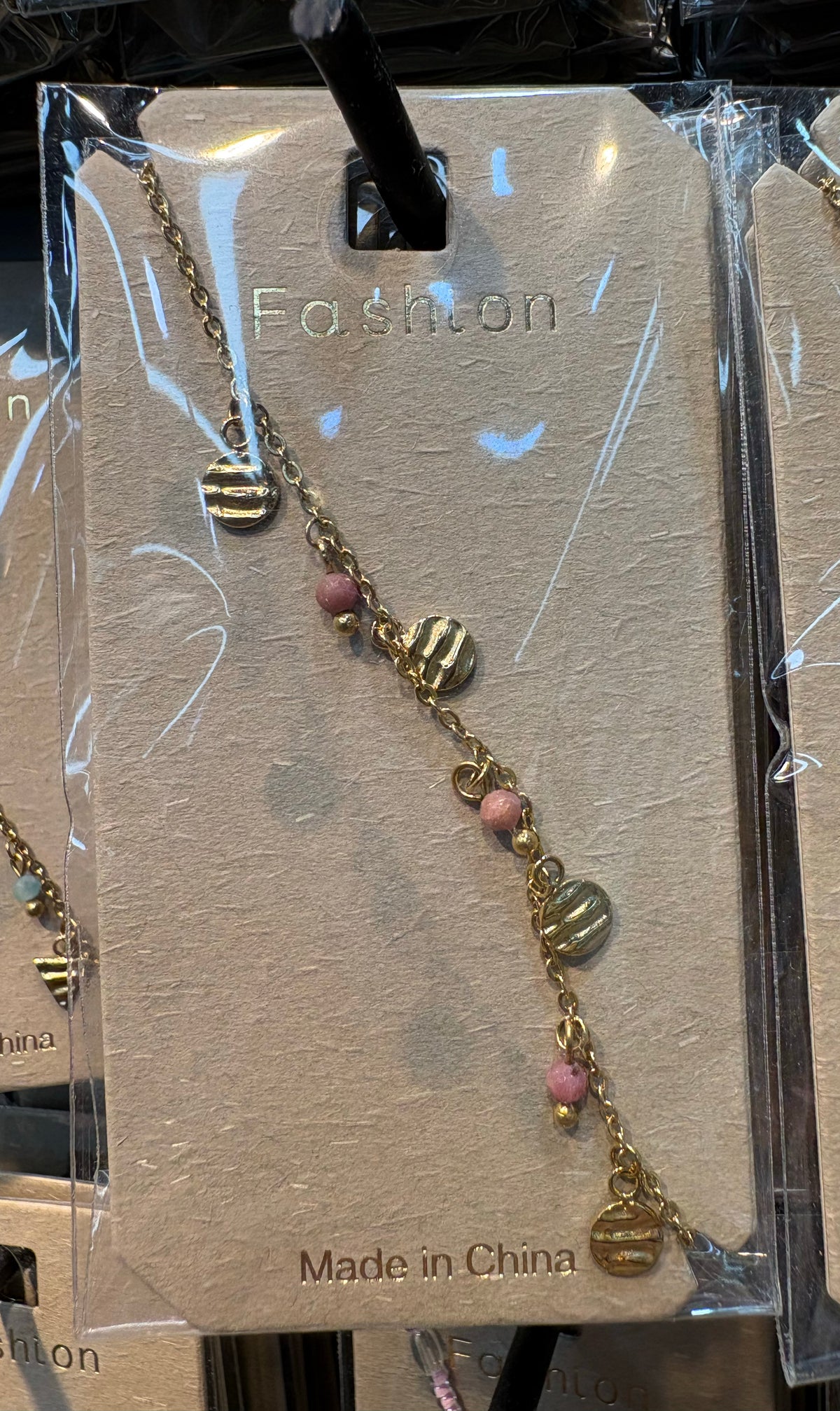 Pink Bead Striped Heart Bracelet - D-bracelets-0044