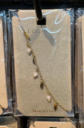 White Bead Leaf Charm Bracelet - D-bracelets-0046