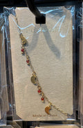Red Bead Coin Charm Bracelet - D-bracelets-0047