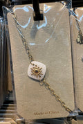 White Sun Medallion Chain Bracelet - D-bracelets-0053