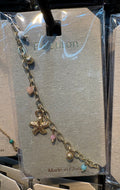 Flower and Bead Charm Bracelet - D-bracelets-0056