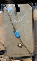 Blue Bead Sun Charm Bracelet - D-bracelets-0058