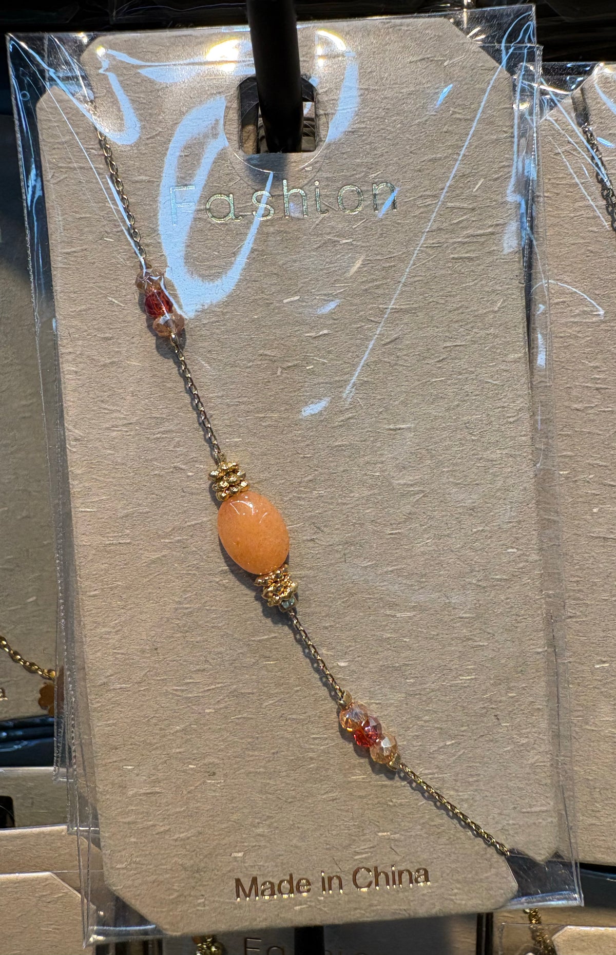 Orange Bead Chain Bracelet - D-bracelets-0059