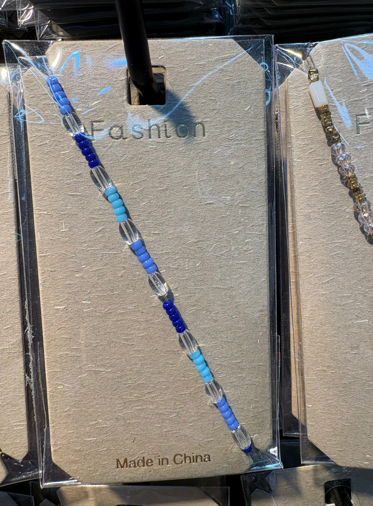Blue Seed Bead Chain Bracelet - D-bracelets-0060