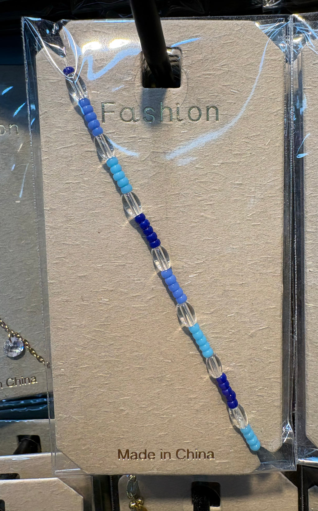 Blue Seed Bead Chain Bracelet - D-bracelets-0060