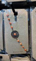 Peach Bead Sun Medallion Bracelet - D-bracelets-0067