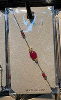 Red Oval Bead Chain Bracelet - D-bracelets-0072