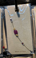 Purple Oval Bead Chain Bracelet - D-bracelets-0073