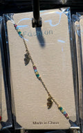 Rainbow Bead Leaf Charm Bracelet - D-bracelets-0074