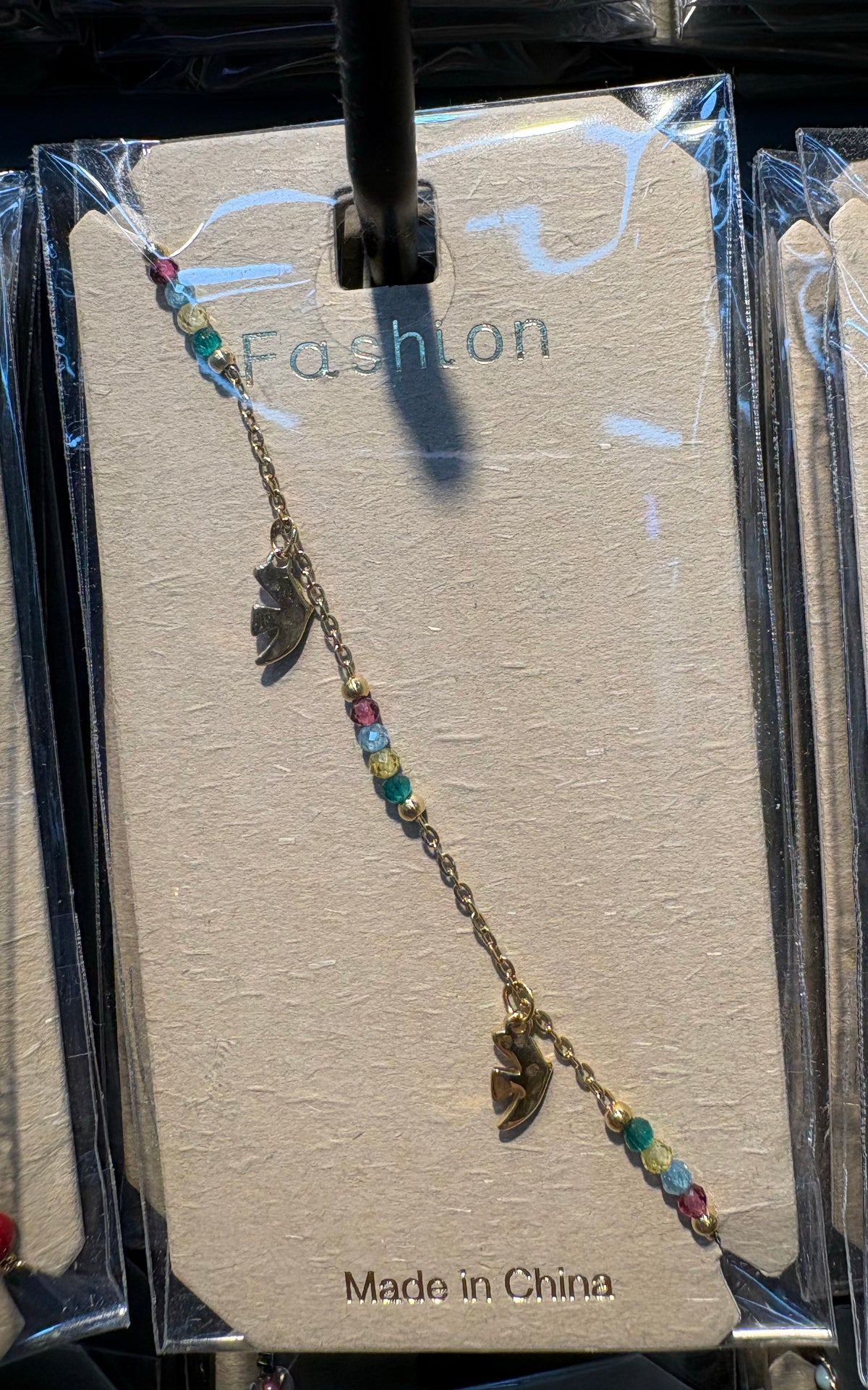 Rainbow Bead Leaf Charm Bracelet - D-bracelets-0074