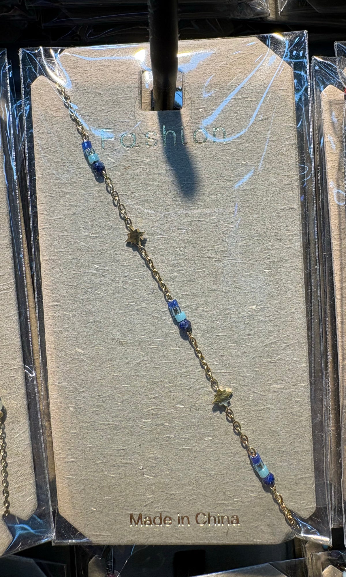 Blue Bead Star Charm Bracelet - D-bracelets-0075