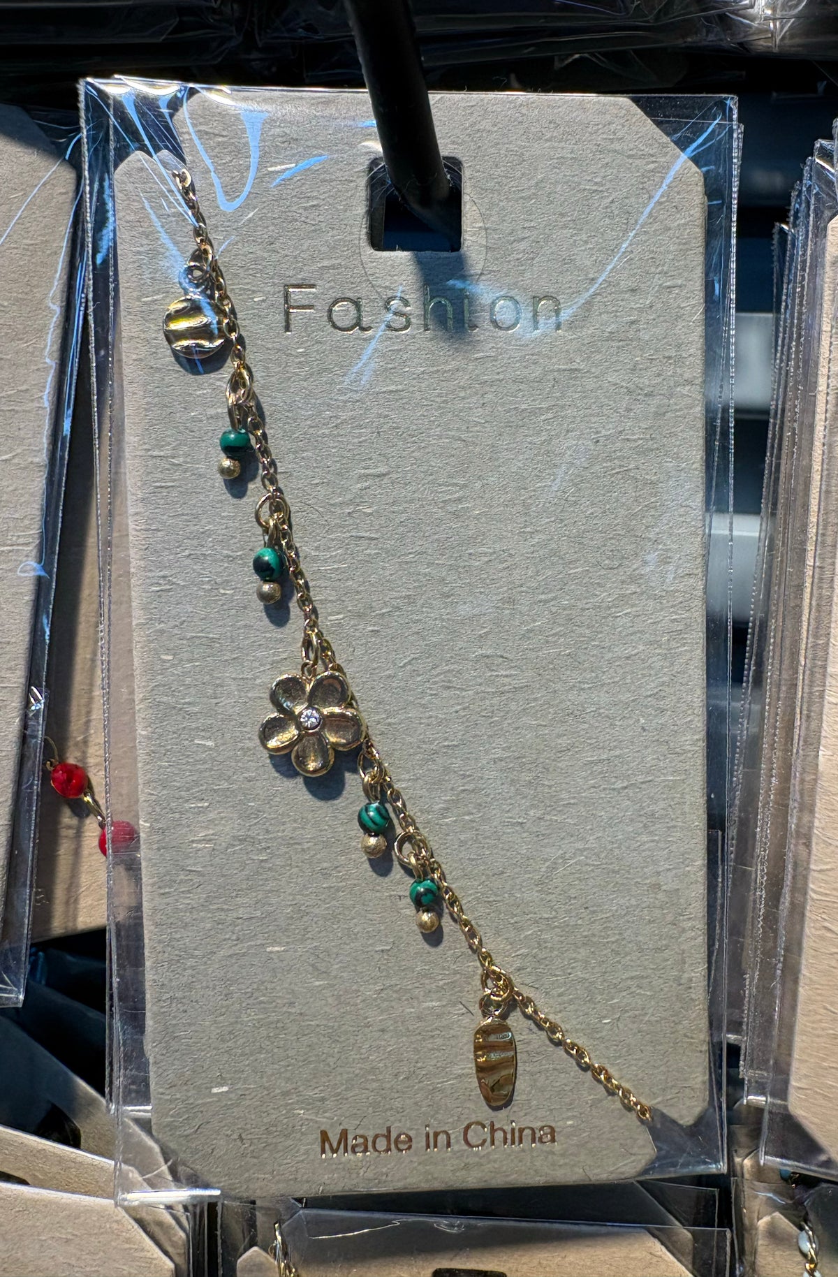 Flower and Leaf Charm Bracelet - D-bracelets-0078