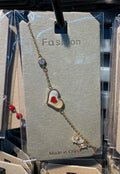 Heart and Flower Charm Bracelet - D-bracelets-0079