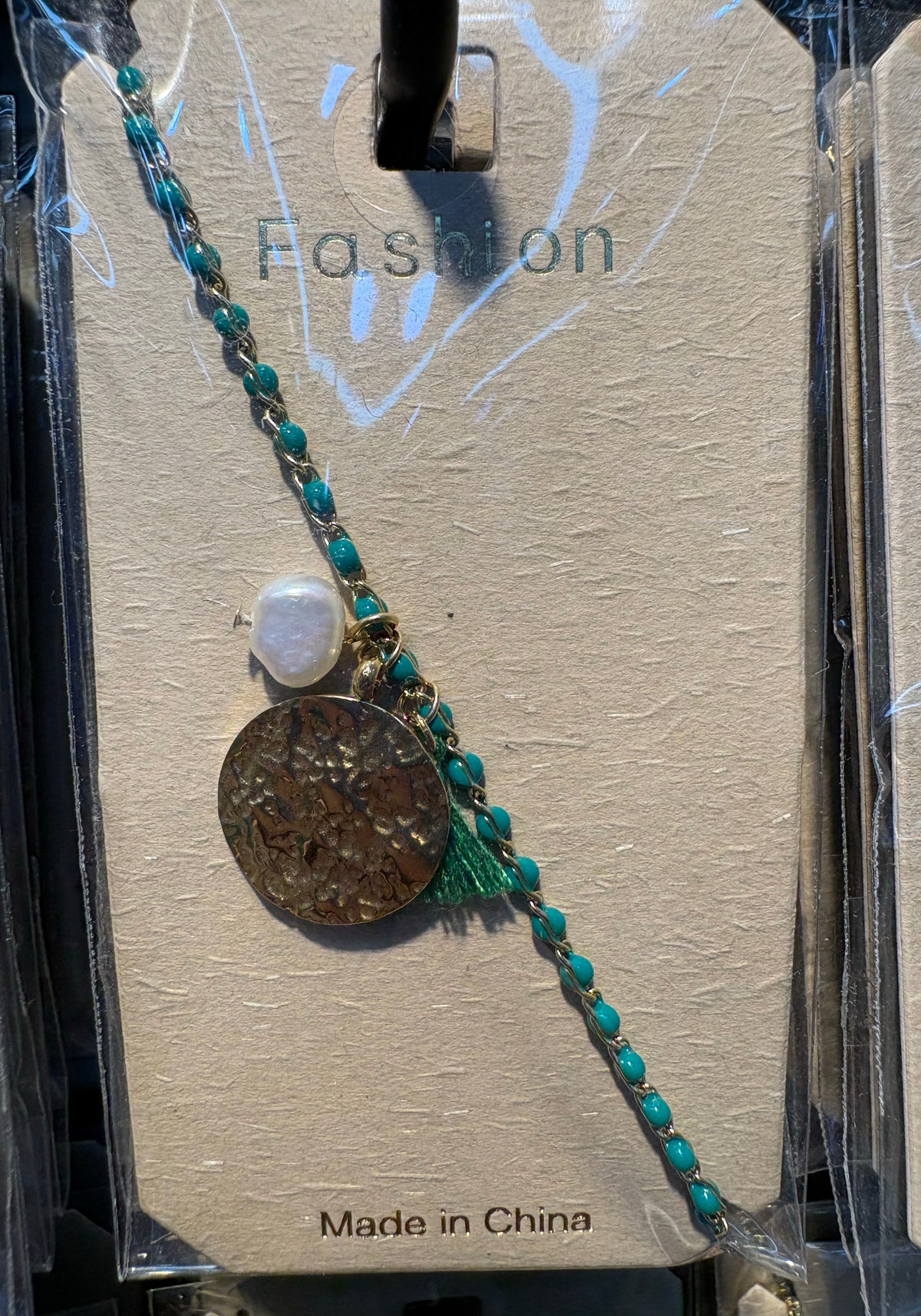 Turquoise Bead Coin Bracelet - D-bracelets-0080