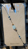 Pale Blue Oval Bead Bracelet - D-bracelets-0087