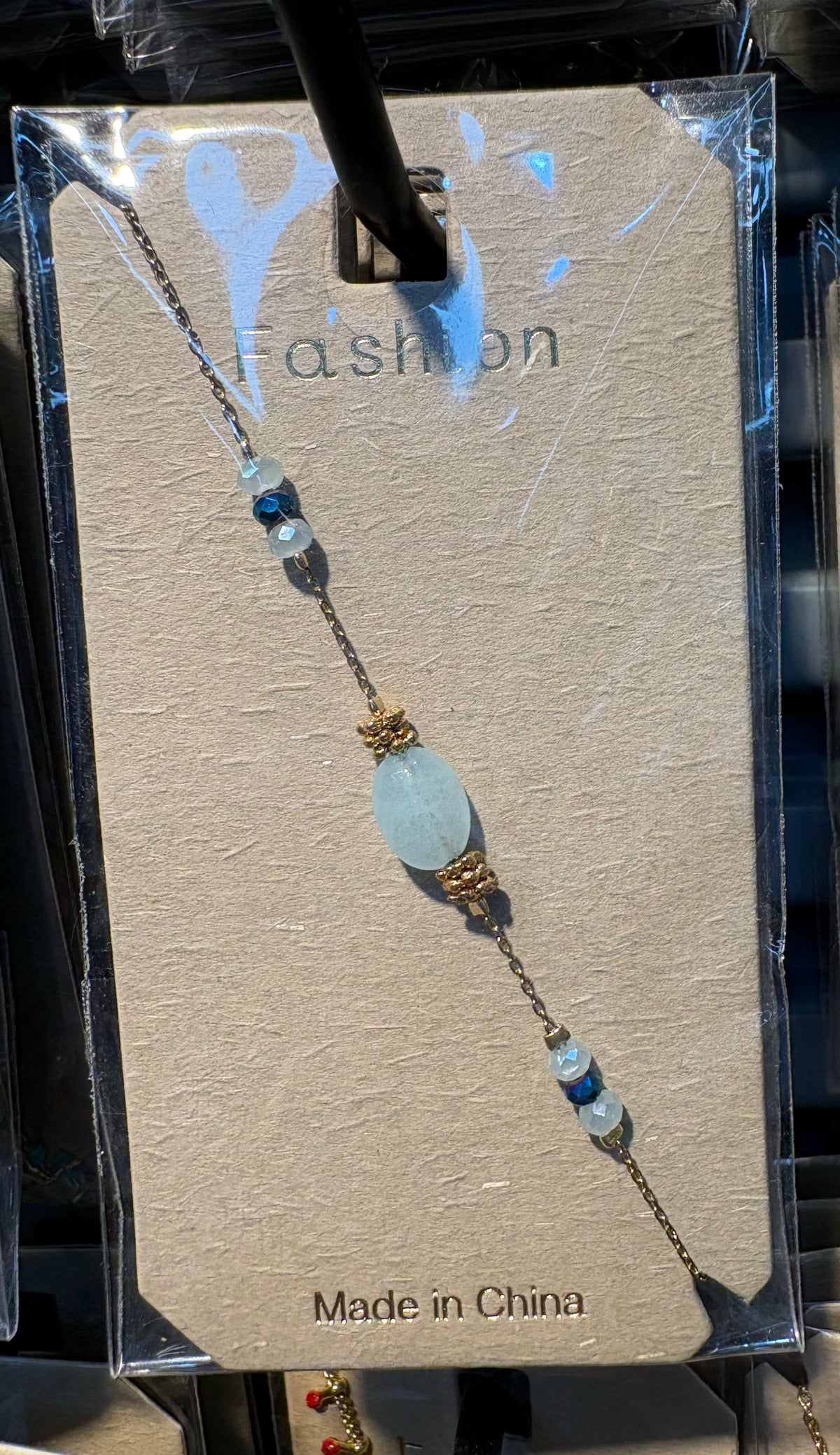 Pale Blue Oval Bead Bracelet - D-bracelets-0087