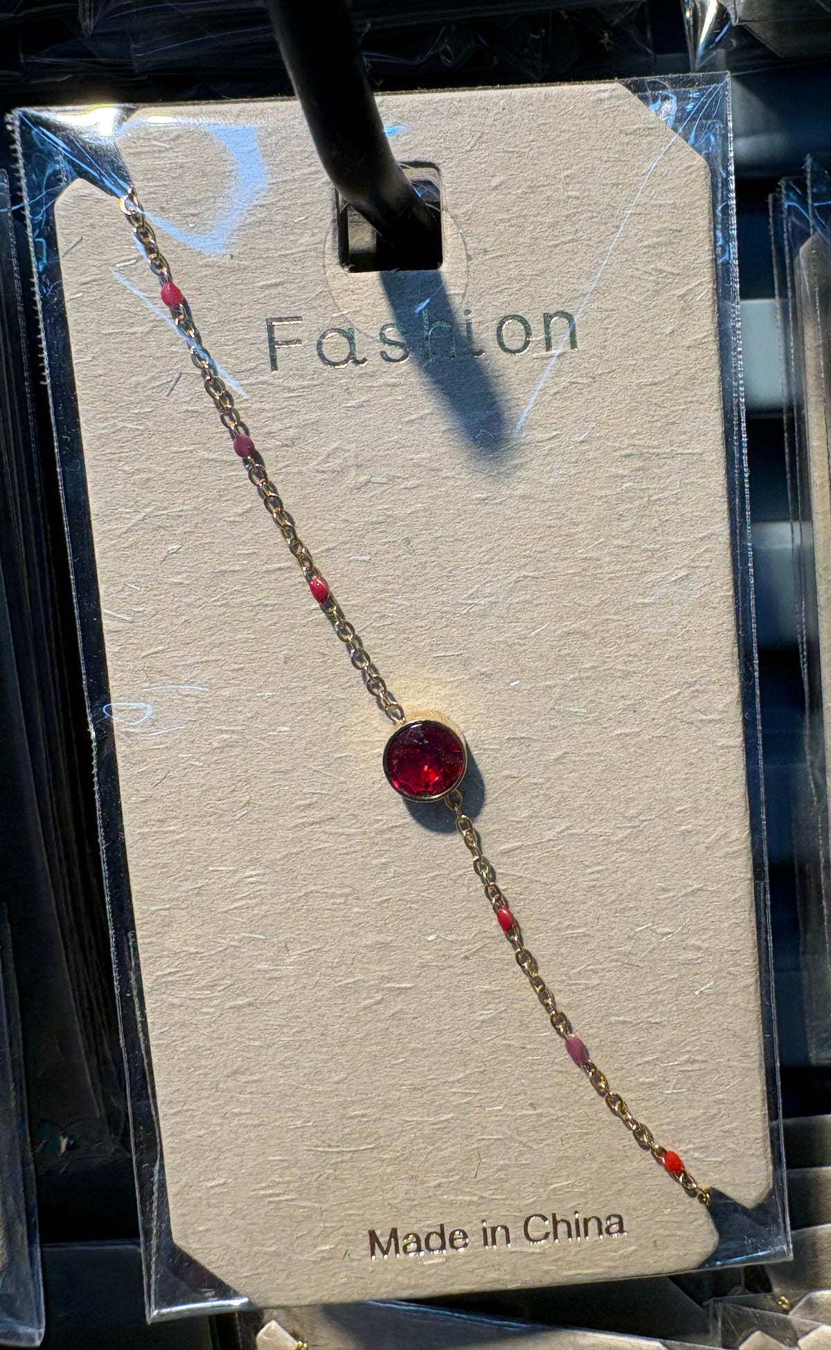 Red Round Crystal Chain Bracelet - D-bracelets-0088