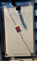 Red Square Crystal Bracelet - D-bracelets-0090