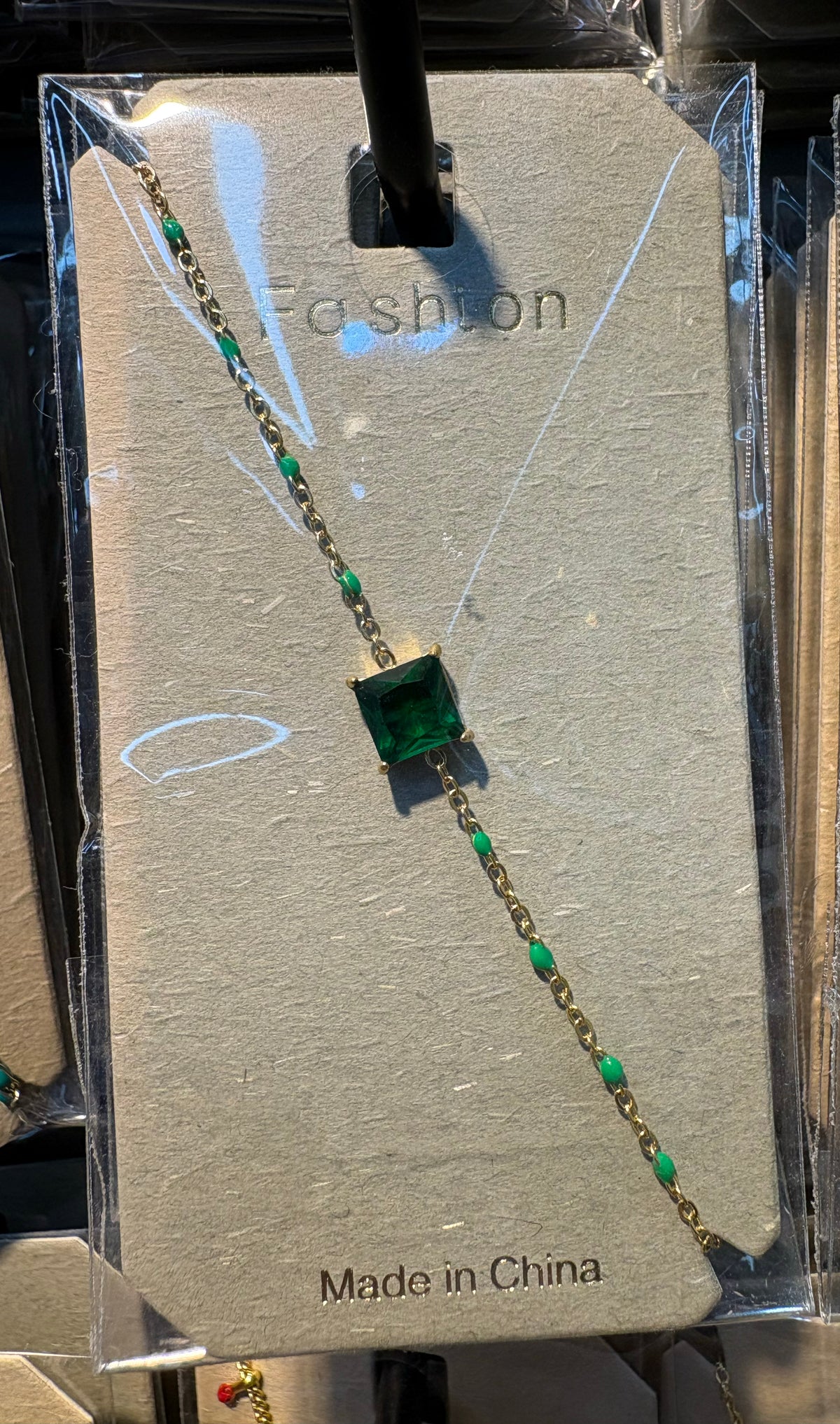 Green Square Crystal Bracelet - D-bracelets-0091