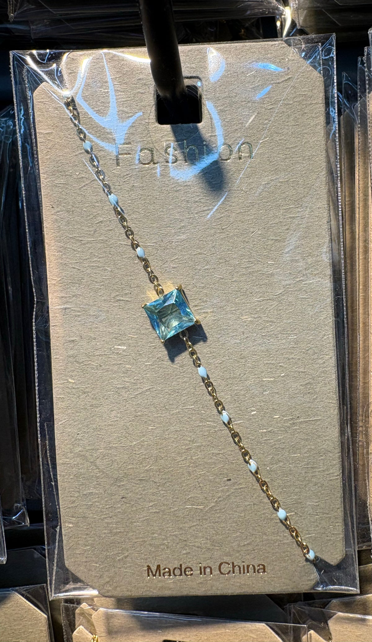 Blue Square Crystal Bracelet - D-bracelets-0092
