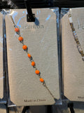 Orange Bead Station Bracelet - D-bracelets-0095
