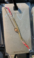 Red Bead Double Chain Bracelet - D-bracelets-0102
