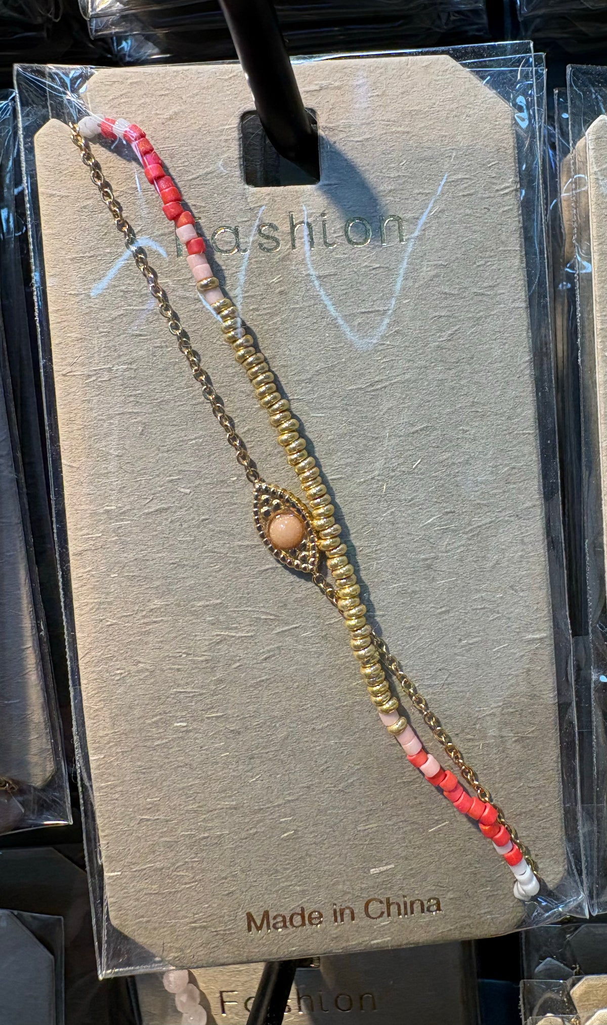 Red Bead Double Chain Bracelet - D-bracelets-0102