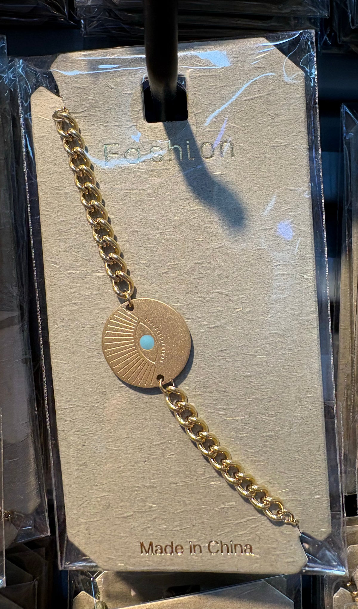 Blue Sun Disc Chain Bracelet - D-bracelets-0106