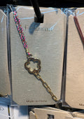 Pink Cord Flower Link Bracelet - D-bracelets-0116