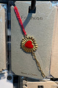 Red Cord Sunburst Heart Bracelet - D-bracelets-0120