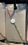 Pink Cord White Rose Bracelet - D-bracelets-0122