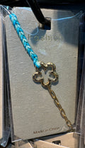 Blue Cord Flower Link Bracelet - D-bracelets-0124