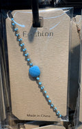 Blue Bead Station Chain Bracelet - D-bracelets-0127