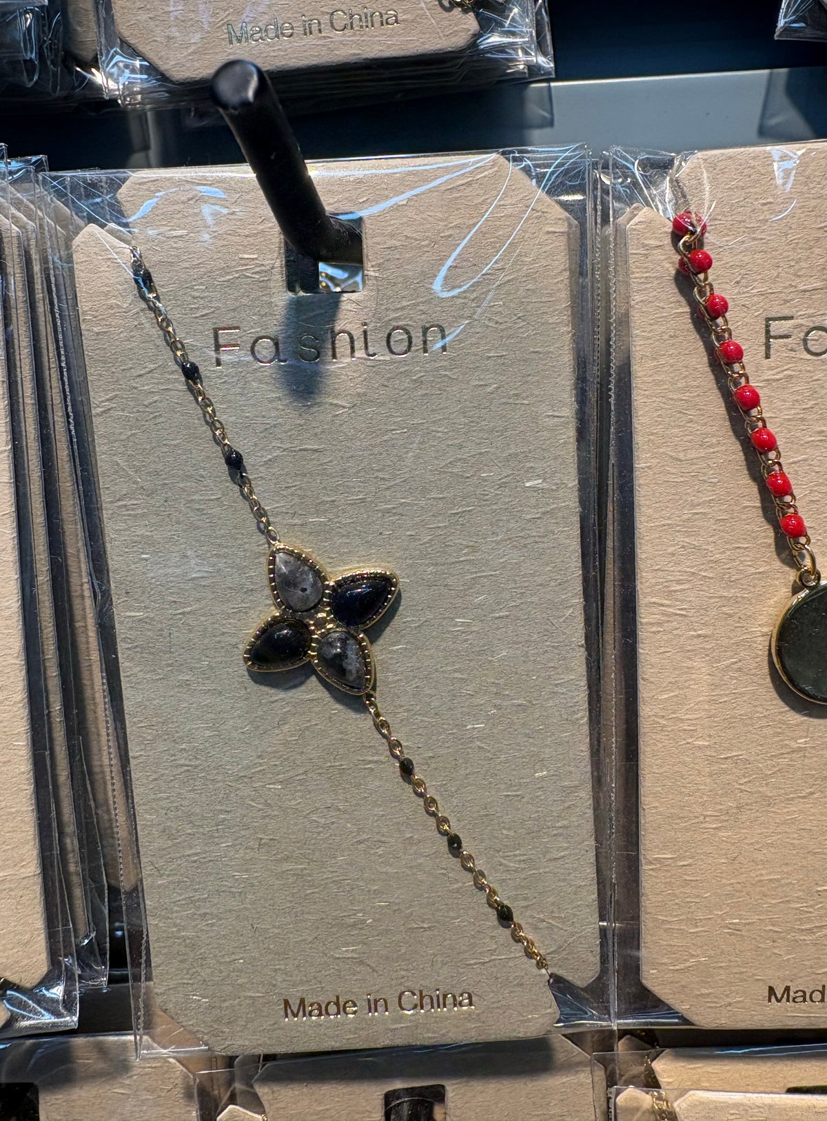 Black Crystal Flower Bracelet - D-bracelets-0137