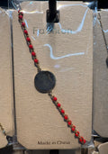 Red Bead Dark Disc Bracelet - D-bracelets-0141