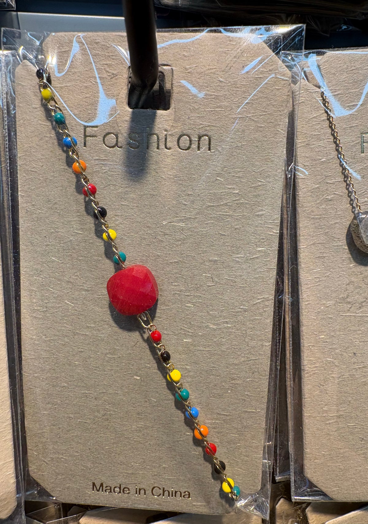 Rainbow Bead Red Disc Bracelet - D-bracelets-0142