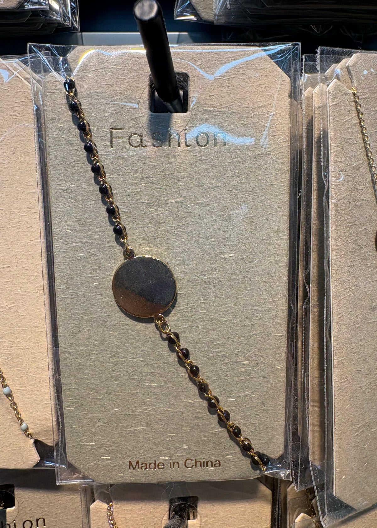 Black Bead Disc Bracelet - D-bracelets-0143