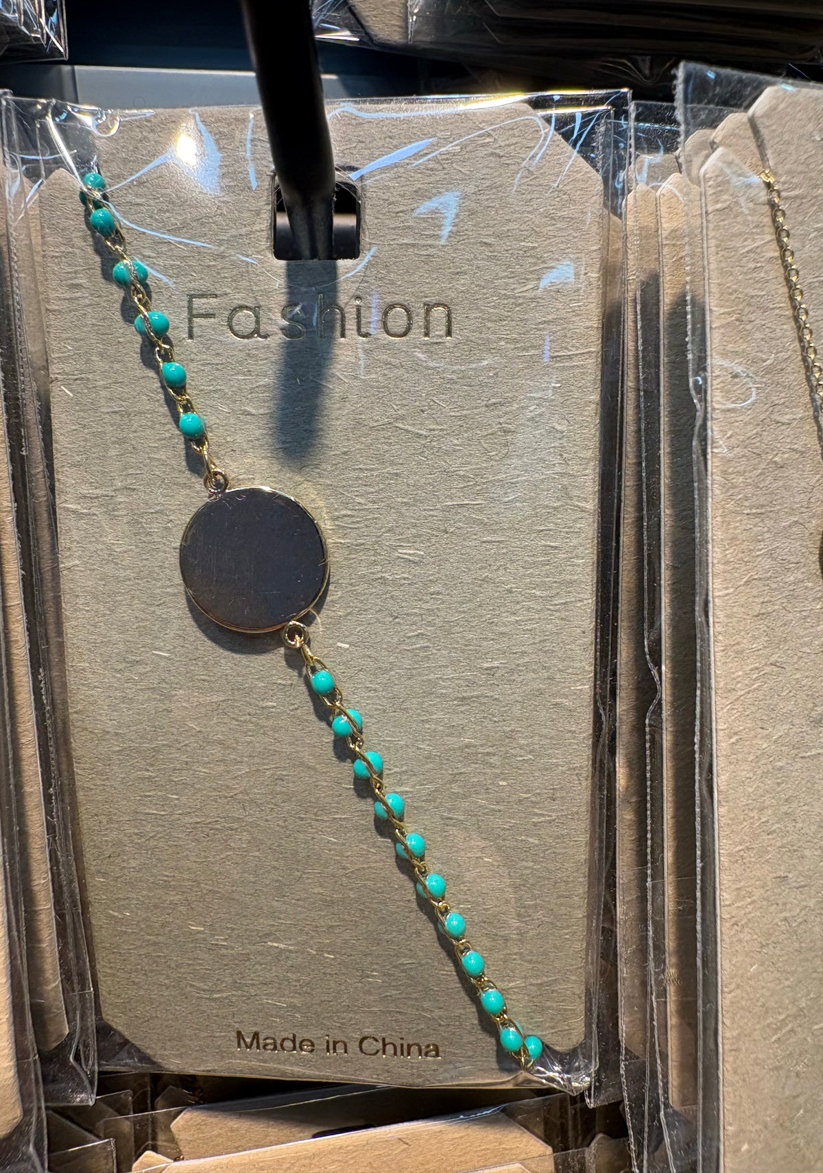 Turquoise Bead Disc Bracelet - D-bracelets-0144