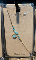 Pale Blue Bead Turtle Bracelet - D-bracelets-0147