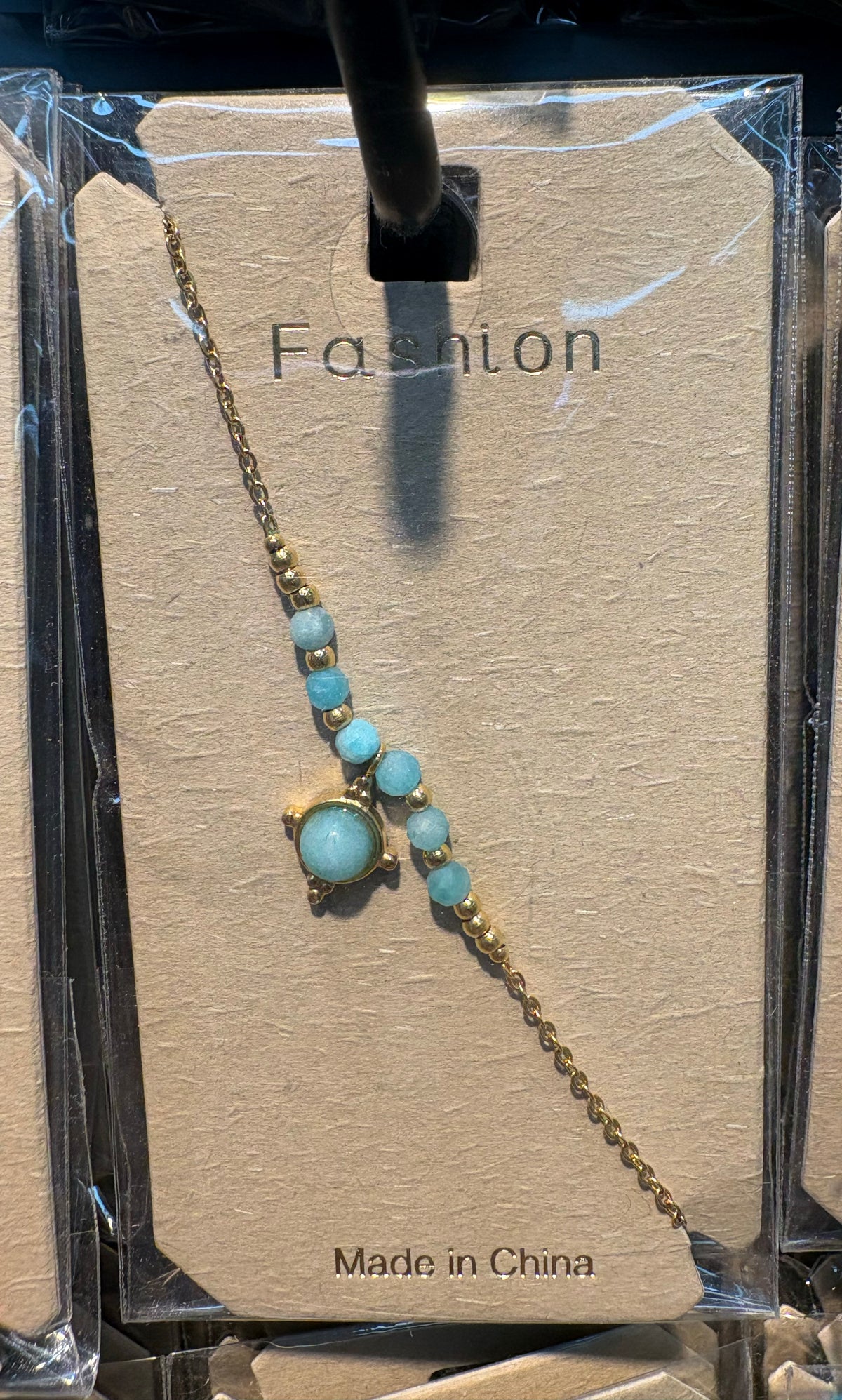 Pale Blue Bead Turtle Bracelet - D-bracelets-0147