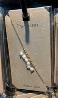 White Bead Cluster Bracelet - D-bracelets-0148