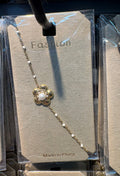 White Flower Pearl Bead Bracelet - D-bracelets-0156