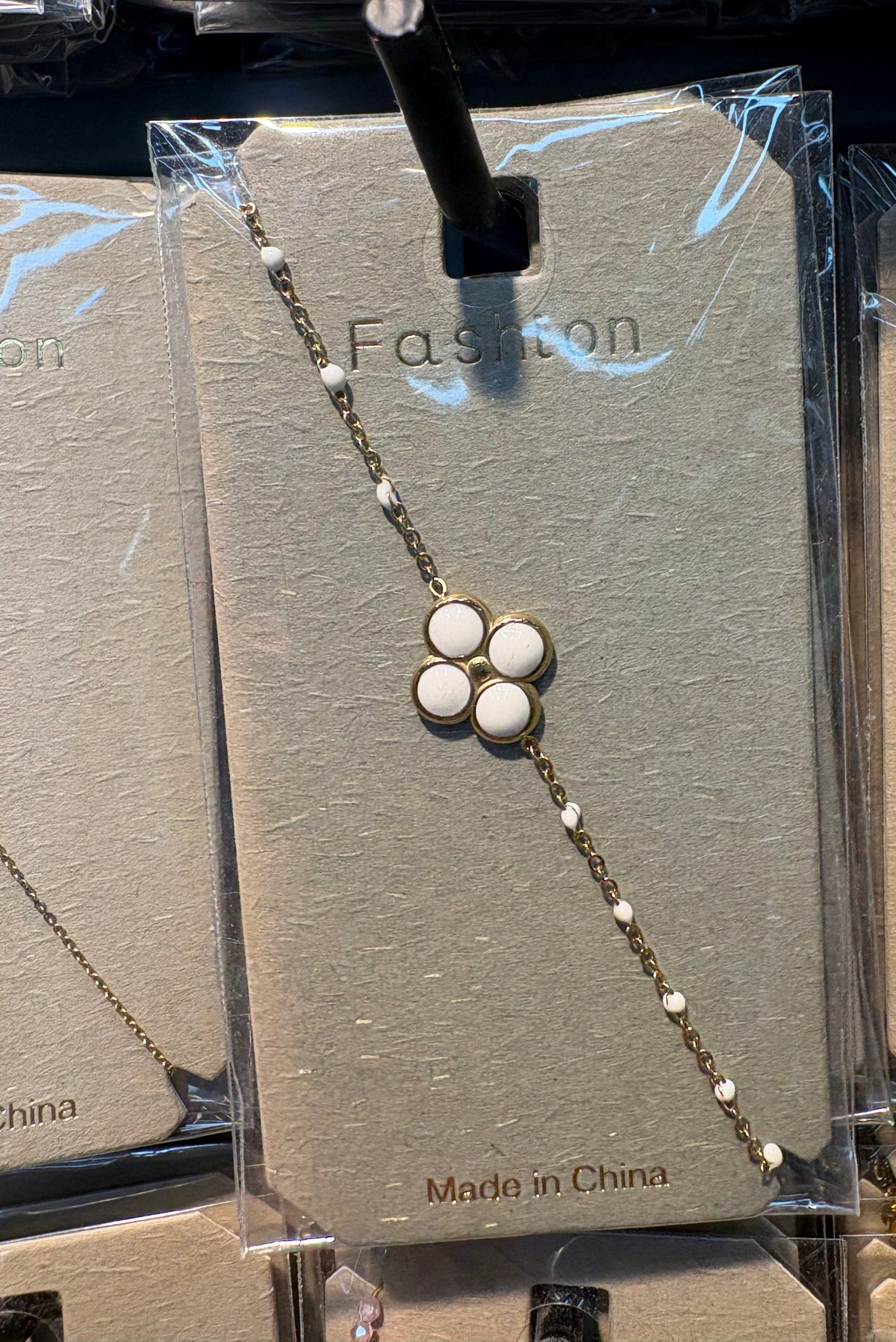 White Bead Flower Bracelet - D-bracelets-0158