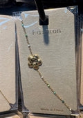 Green Bead Flower Bracelet - D-bracelets-0159