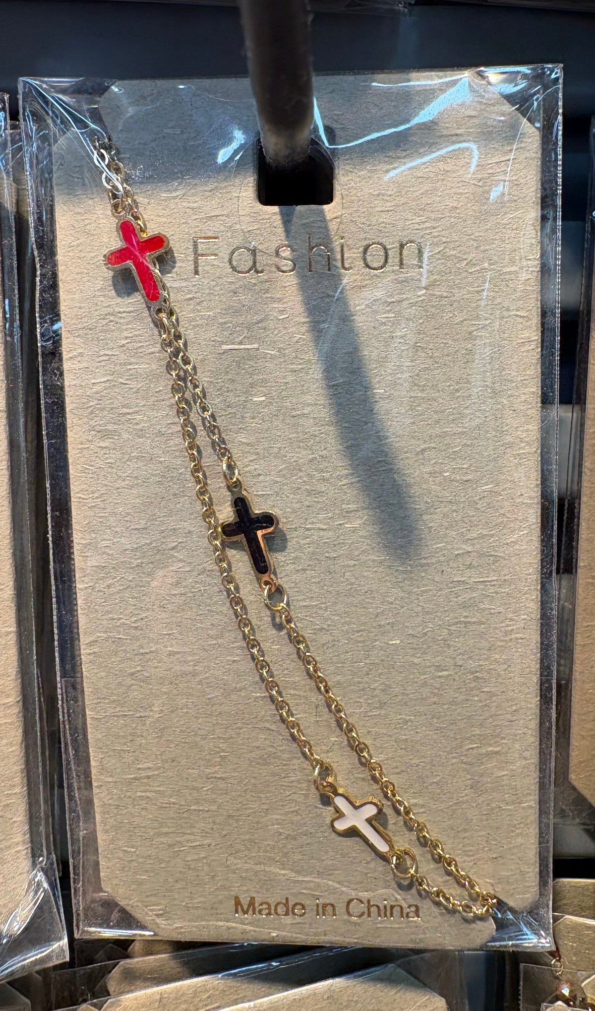 Red Cross Double Chain Bracelet - D-bracelets-0166