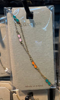 Colorful Bead Double Chain Bracelet - D-bracelets-0167