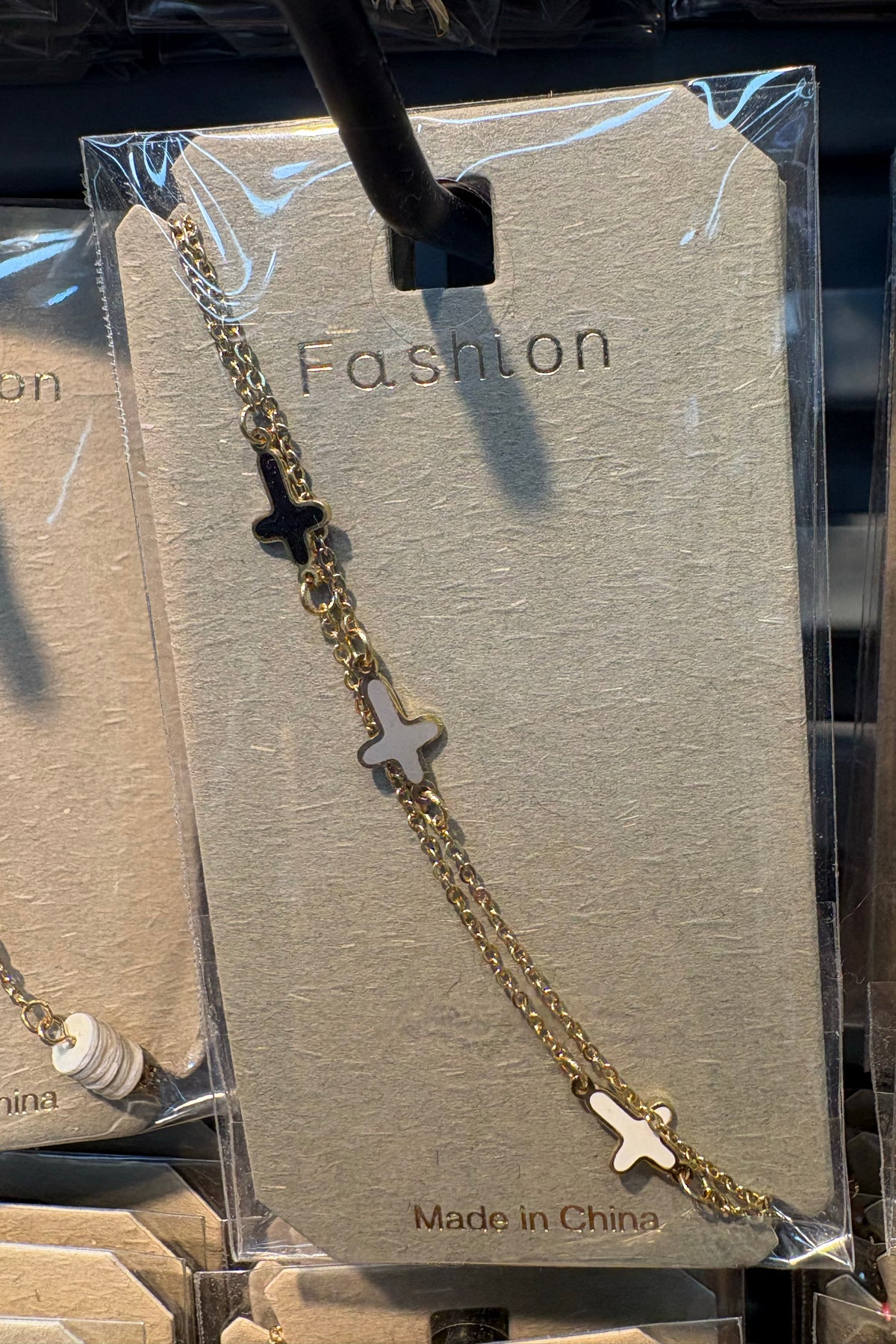 Cross Charm Double Chain Bracelet - D-bracelets-0168