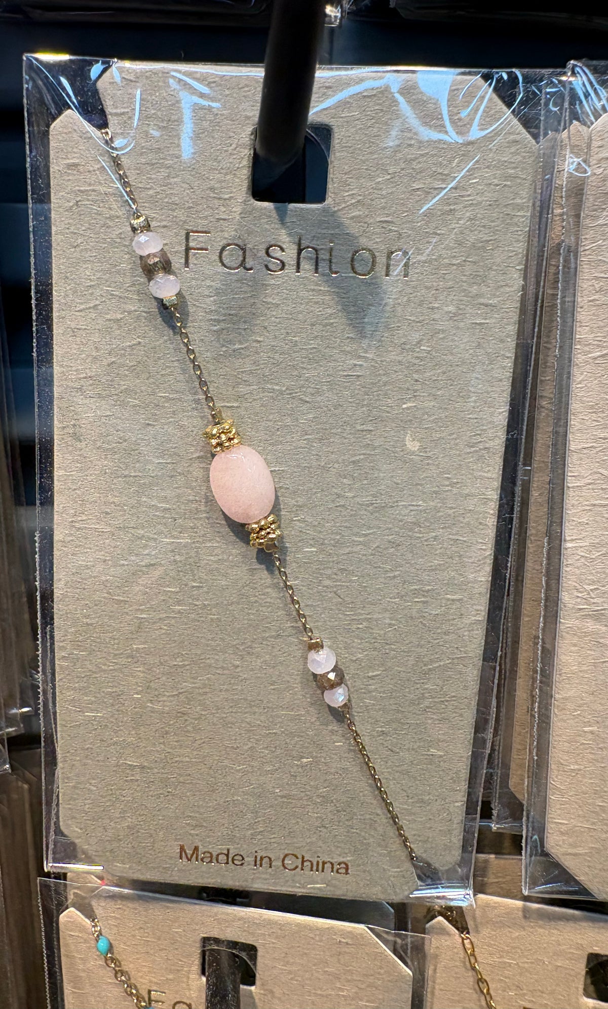 Pink Oval and Pearl Bead Bracelet - D-bracelets-0175