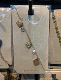 Square and Crystal Charm Bracelet - D-bracelets-0183